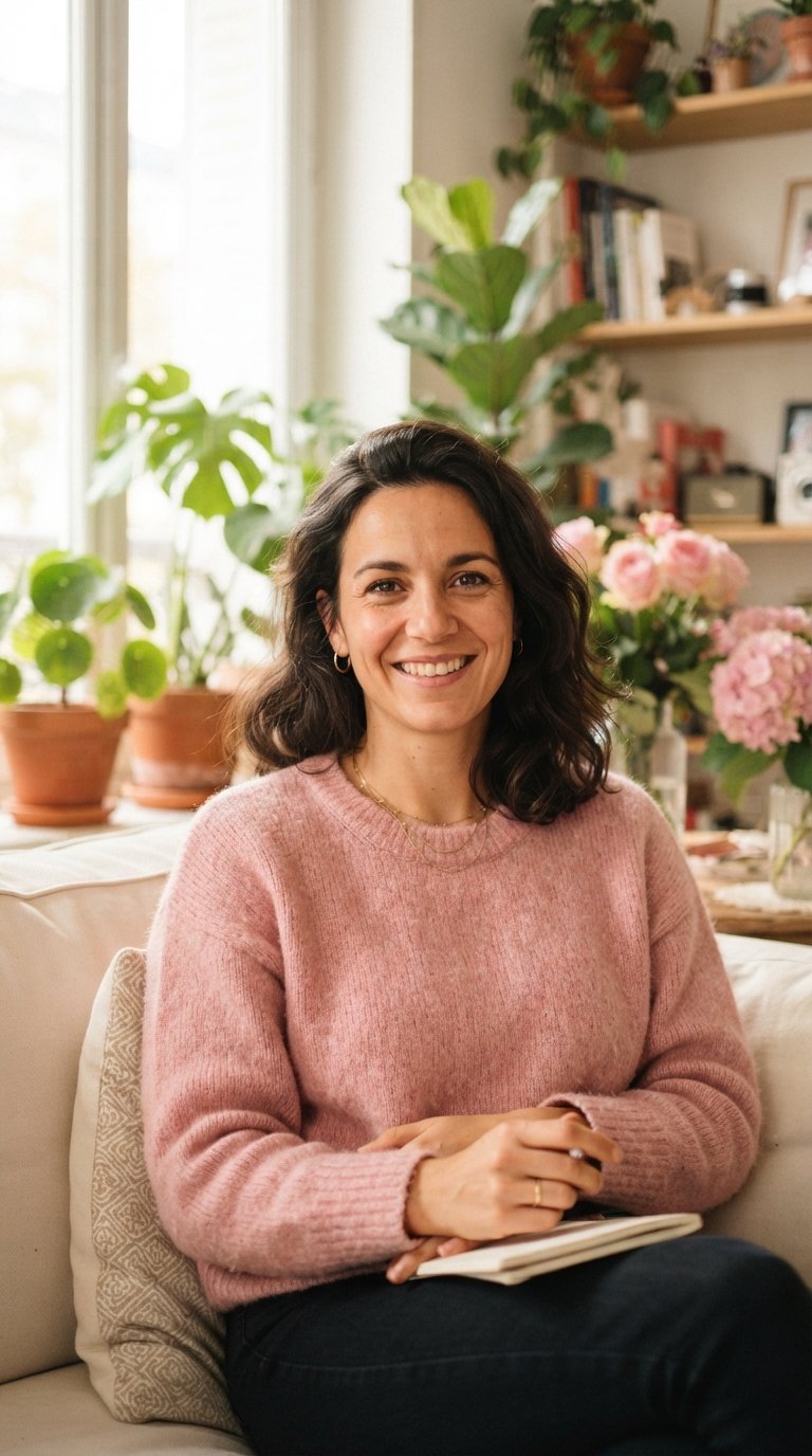 Portrait d'Amaryllis, conseillère de vie, dans son cabinet